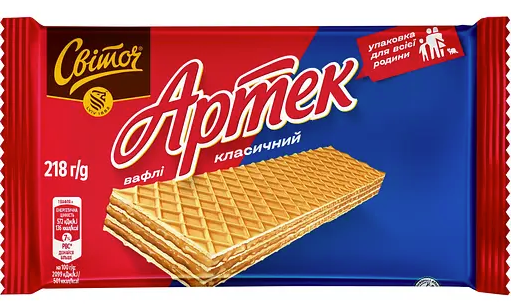 Вафлі Світоч Артек класичні сімейна упаковка 218 г